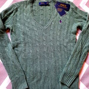 Polo Ralph Lauren cable know sweater NWT Small green